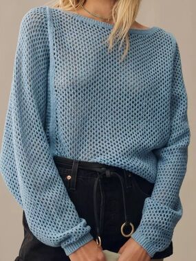 Pilcro charcoal color Open-Weave Scoop-Neck Sweater